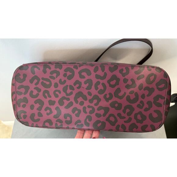 Kate Spade New York Leopard Print Margareta tote Bag burgundy shore Street - Picture 3 of 14